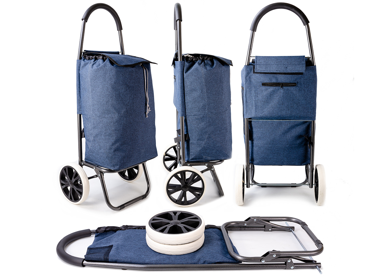 (image for) JBST08 NAVY 2 WHEEL SHOPPING TROLLEY